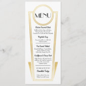 Elégant Art Déco Mariage Menu Gold White Réception (Devant)