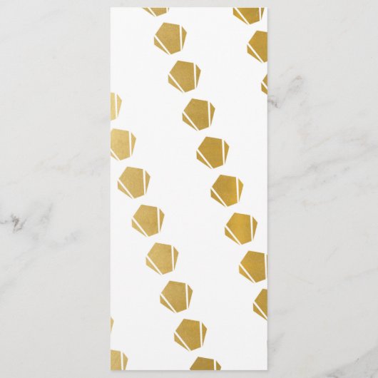 Elégant Art Déco Mariage Menu Gold White Réception (Dos)