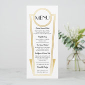 Elégant Art Déco Mariage Menu Gold White Réception (Debout devant)