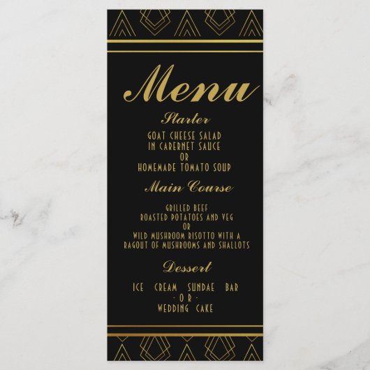 Elégant art déco mariage menu MODÈLE (Devant)