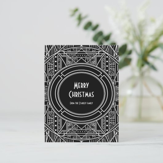 Elegant art deco Merry Kerstmis Briefkaart (Staand voorkant)