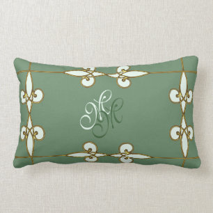 Elegant art deco  monogram bloemgoud kussen