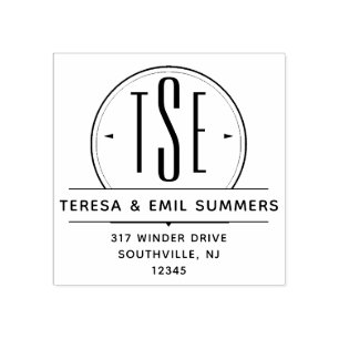 Elegant Art Deco Monogram Cirogram Rendement Adres Rubberstempel