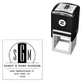 Elegant Art Deco Monogram Cirogram Rendement Adres Zelfinktende Stempel (In situ)