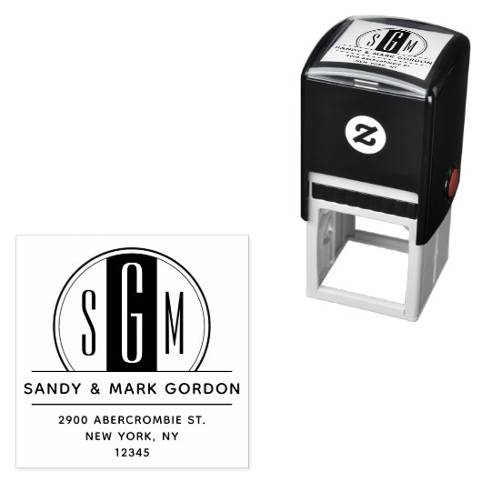 Elegant Art Deco Monogram Cirogram Rendement Adres Zelfinktende Stempel (In situ)