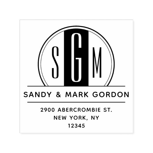 Elegant Art Deco Monogram Cirogram Rendement Adres Zelfinktende Stempel (Design)