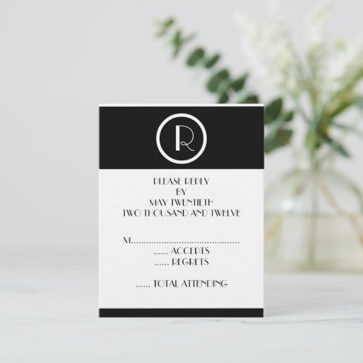 Elégant Art Déco Monogramme R Mariage Cartes de ré (Debout devant)