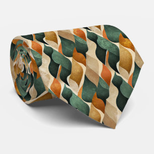 Elegant Art Deco motief in diep groen en goud Stropdas