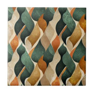Elegant Art Deco motief in diepgroen en goud Tegeltje