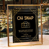Élégant Art Déco Oh Snap Mariage Black Gold Sign