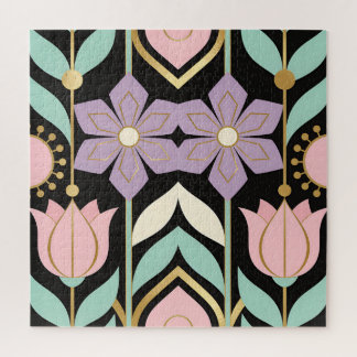Elegant Art Deco Pastel Floral Pattern Legpuzzel