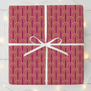 Elegant Art Deco patroon bogen roze goud chic Cadeaupapier