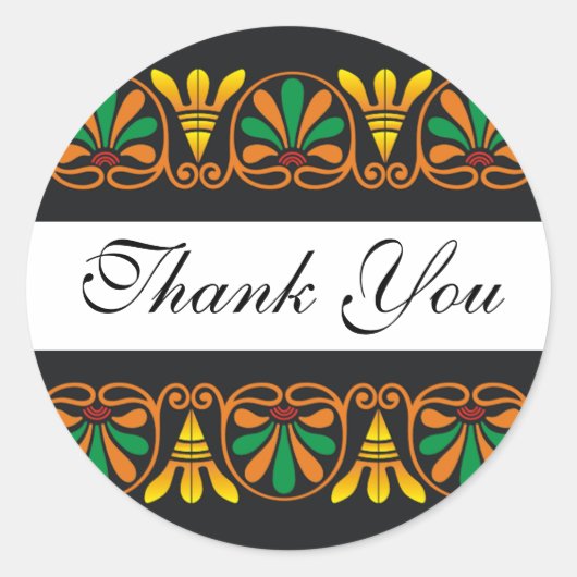 Elegant art deco patroon dank u ronde sticker (Voorkant)
