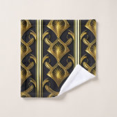 Elegant art deco patroon in zwart en goud bad handdoek (Wasdoekje)