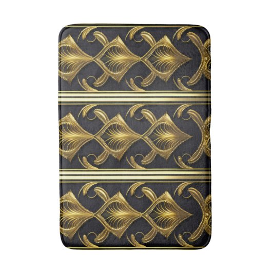 Elegant art deco patroon in zwart en goud badmat (Voorkant Verticaal)