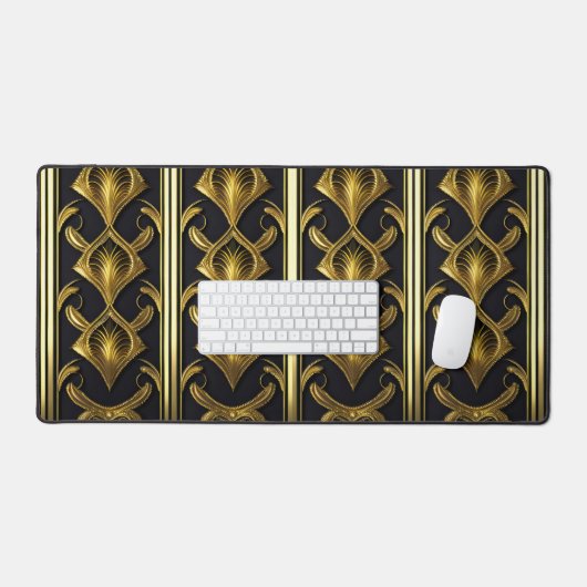 Elegant art deco patroon in zwart en goud bureaumat (Keyboard & Muis)