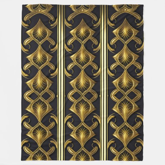 Elegant art deco patroon in zwart en goud fleece deken (Voorkant)