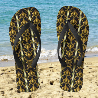 Elegant art deco patroon in zwart en goud teenslippers