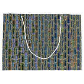 Elegant Art Deco Pattern Arches Navy Gold Chic Groot Cadeauzakje (Achterkant)
