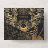 Elegant Art Deco Peacocks Wedding All In One Uitnodiging (Achterkant)