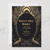 Elegant Art Deco Peacocks Wedding Save The Date (Voorkant)