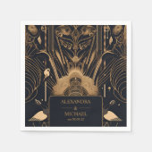 Elegant Art Deco Peacocks Wedding Servet (Voorkant)