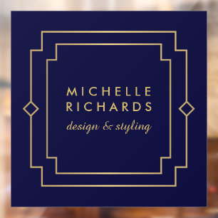 Elegant Art Deco Professional Navy/Gold Raamsticker