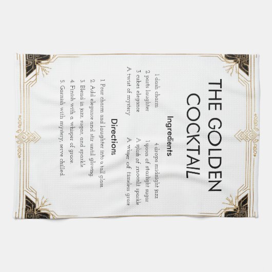 Elegant Art Deco Recept Rand Ontwerp Theedoek (Horizontaal)