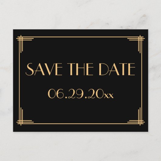 Elegant Art Deco Save The Date Aankondigingskaart (Voorkant)