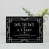 Elegant Art Deco Save the Date Black Silver Kaart (Staand Voorkant)