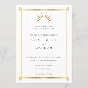 Elegant art deco trouwuitnodiging kaart