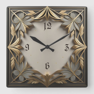 Elegant Art Deco Vierkante Klok
