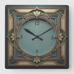 Elegant Art Deco Vierkante Klok