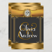 Elegant Art Deco Wedding Invitations Kaart (Voorkant / Achterkant)