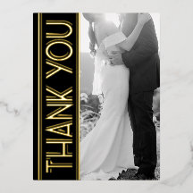Elegant Art Deco Wedding Photo Bedankt Post Kaart
