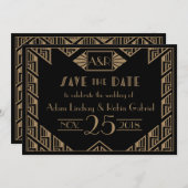 Elegant Art Deco Wedding Save the Date (Voorkant / Achterkant)