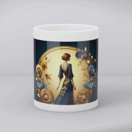 Elegant Art Deco Woman in Gold and Blue Koffiemok