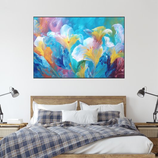 Élégant Art Mural Abstrait de Fleurs Décor pour Mo (Insitu(Chambre))