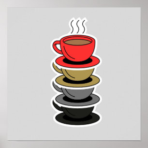 Élégant Art Mural de Tasses à Café