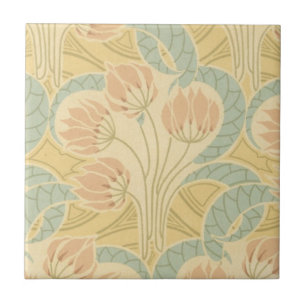 elegant art nouveau bloemen floral tegeltje