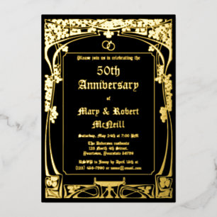 Elegant Art Nouveau bruiloft Jubileum Folie Uitnodiging