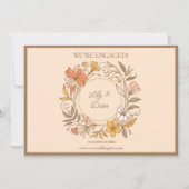 Elégant Art Nouveau Floral Fiançailles Faire-part (Devant)
