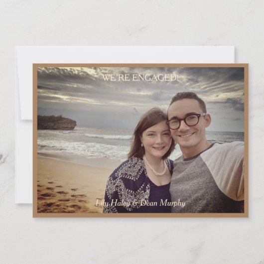 Elégant Art Nouveau Floral Fiançailles Faire-part (Dos)