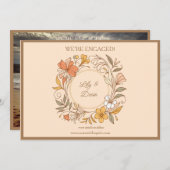 Elégant Art Nouveau Floral Fiançailles Faire-part (Devant / Derrière)