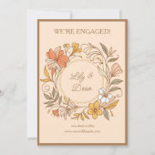 Elegant Art Nouveau Floral Verloving Aankondiging (Voorkant)