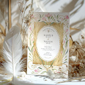 Elegant Art Nouveau Freesias Wedding Invite Kaart