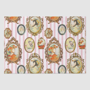 Elegant Art Nouveau Girls Flowers Lijsten Tissuepapier