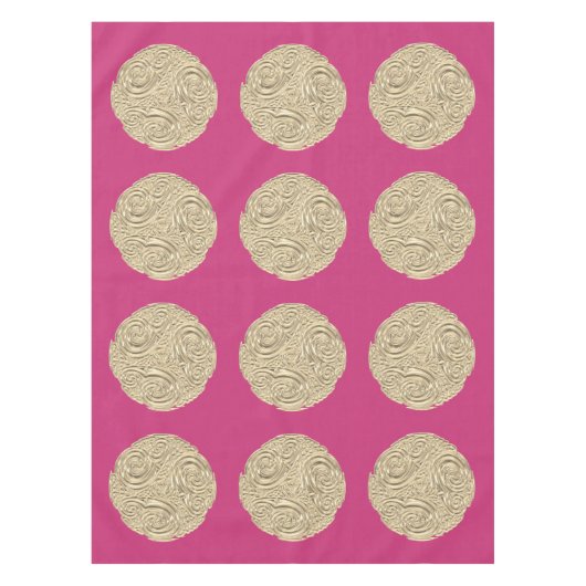 Elegant art nouveau goud fuschia roze medaillon tafelkleed (Voorkant)