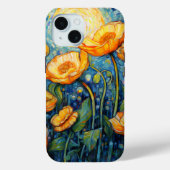 Elegant Art Nouveau Gouden Geel Poppy Mozaïek Case-Mate iPhone Case (Achterkant)