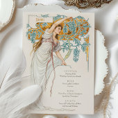 Elégant Art Nouveau Mariage Boissons Carte Menu
